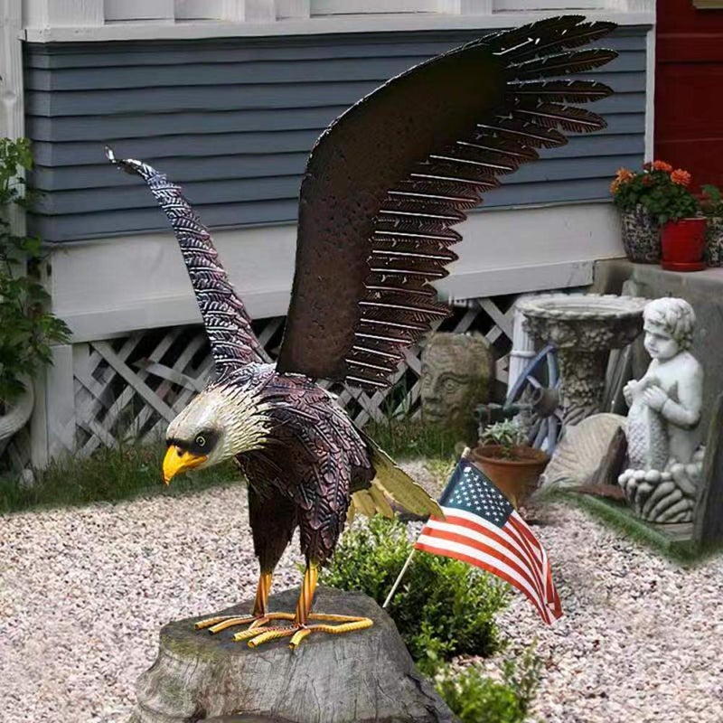 chisheen Bald Eagle Statue Outdoor Garden Sculpture Metal Yard Art Lawn Decorations,Large Eagle Figurines and Statues - Image 4